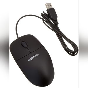 Amazon Basics 3-Button Wired USB Computer Mouse Black PC Desktop Laptop New